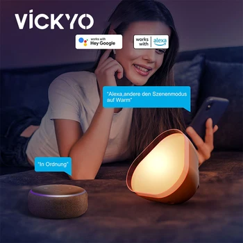 VICKYO Wifi Smart Atmosphere Night Lights RGB Music Rhythm Настольная лампа Работает с Alexa Google Home Для оформления прикроватных ламп в спальне