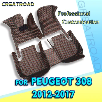 Автомобильные коврики для Peugeot 308 2016 2017 2018 2019 Пользовательские автомобильные накладки для ног Автомобильный ковер Аксессуары для интерьера