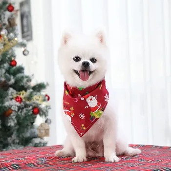 Большой шарф для собак, Банданы, хлопок, Моющийся, Рождественский Шарф с рисунком Санта-Клауса, Галстук-бабочка для собак, аксессуары для кошек, товары для красоты домашних животных