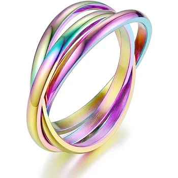 Новое европейское и американское модное трициклическое кольцо из титановой стали, кольцо для пары, вращающееся движение, успокаивающее кольцо