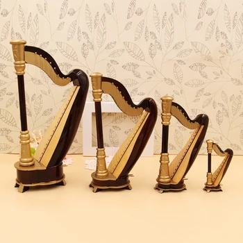 Деревянная миниатюрная арфа с миниатюрной моделью мини-музыкального инструмента