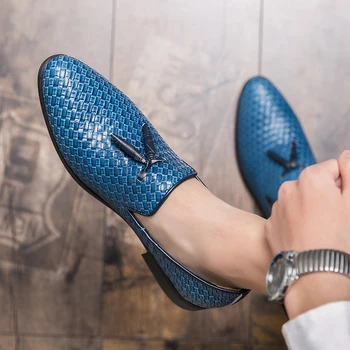 Мужские лоферы ручной работы, кожаные слипоны, светло-голубые мужские модельные туфли, уличная обувь для свадебной вечеринки, итальянская мода, большой размер 48