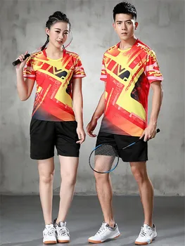 Мужская и женская рубашка для бадминтона, быстросохнущая дышащая одежда для соревнований, впитывающая пот, футболка с короткими рукавами, настольный теннис