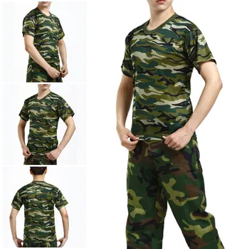 Камуфляжная тактическая рубашка С коротким рукавом, мужская быстросохнущая боевая футболка, армейская футболка в стиле милитари, Камуфляжные рубашки для походов на открытом воздухе, охотничьи рубашки