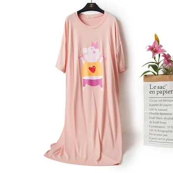 Комфортное Хлопчатобумажное Ночное платье Длиной до колен, халат для Отдыха, Мягкая пижама для беременных, Свободные мультяшные эластичные Ночные рубашки пижама