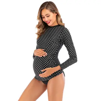 Новый модный купальник в горошек с длинным рукавом, Бикини, купальники для беременных, женский сексуальный цельный купальник для беременных, костюм premaman