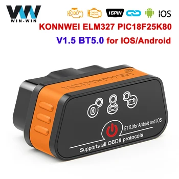 KONNWEI KW901 ELM327 V1.5 PIC18f25k80 Bluetooth 5,0 OBD2 Сканер ELM 327 V1 5 Авто OBD 2 Инструменты диагностики автомобиля PK Vgate iCar2