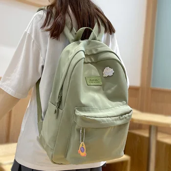 Классная школьная сумка для девочки-подростка, Симпатичная Леди, Водонепроницаемый нейлоновый Зеленый рюкзак, женская сумка для колледжа Kawaii, Студенческая женская мода на рюкзаки