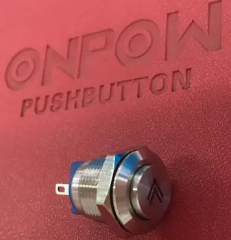 ONPOW 12 мм символ из нержавеющей стали, выгравированный лазером, мгновенный кнопочный переключатель GQ12-AH-10 / J / S с символом