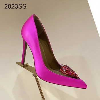 Высококачественная женская обувь тонкие туфли на высоком каблуке с острым носком Красные женские туфли в подарок на день рождения