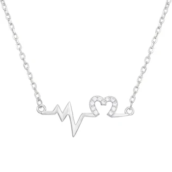 Недавно разработанное ожерелье с подвеской в форме сердцебиения, серебряное ожерелье-цепочка для женщин, модная повседневная одежда, вечерние украшения