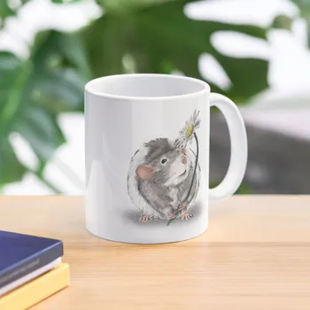 Кофейная кружка с крысой и маргариткой, кофейные чашки, керамическая чашка