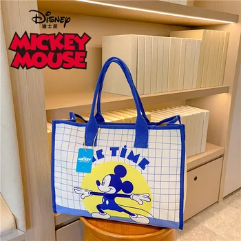 Холщовая сумка-тоут с мультяшным Микки Маусом Disney 2023, новая сумка-тоут для мамы, повседневная расписная сумка через плечо, сумочка