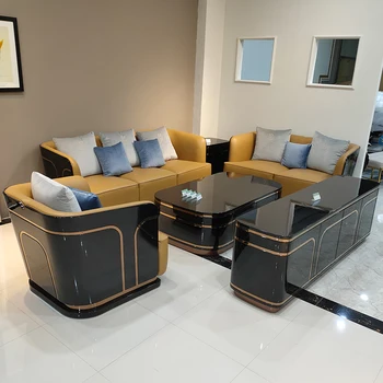 Изготовленный на заказ роскошный итальянский диван Bentley простое черное дерево кожа Armani мебель для гостиной маленькой квартиры 123 из массива дерева в сочетании с мебелью из массива дерева