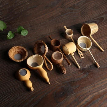 Ситечко для чая из бамбукового ротанга, фильтр для заварки, Сито, Ложка для заваривания чая, Сетчатый дуршлаг, Инструменты для напитков, Аксессуары для чайной церемонии