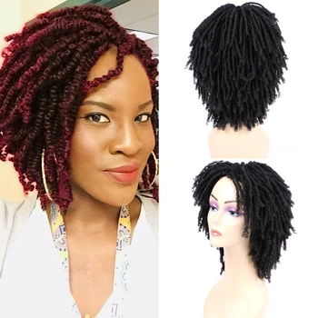 Синтетические парики из кос для чернокожих женщин, афро-искусственные локоны, Африканская прическа, плетеные парики, связанные крючком, короткие Черные парики