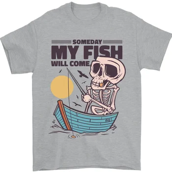 Fishing My Fish Will Come - Забавная хлопковая футболка с рыбаком