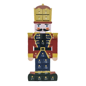 Мультяшный солдатик, 3D Календарь обратного отсчета Рождества, деревянный Декор для Рождественской вечеринки на 24 дня, Адвент-календарь, 24 ящика для хранения, Милый