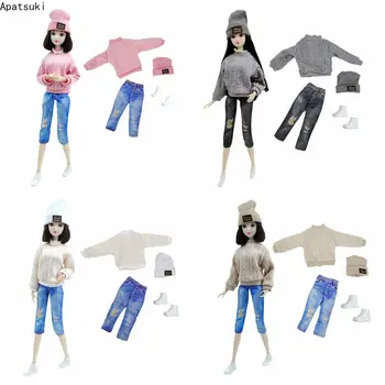 Модная кукольная одежда ручной работы, комплект одежды для Барби, аксессуары для кукол 1/6 для Барби, топ, укороченные брюки, Шляпа, Обувь, детские игрушки