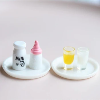 5шт 1:12 1:6 Кукольный Домик Миниатюрная Модель Бутылки молока Игрушки Украшения Аксессуары Куклы Кухня Еда