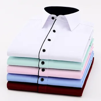 Осенняя новинка 2023, мужская однотонная рубашка с длинными рукавами, деловая повседневная профессиональная белая рубашка без глажки