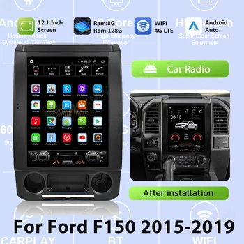 Android 13.0 Auto Для Ford F150 2015-2019 Обновление 128 ГБ Автомобильное Радио 8-Ядерный Стерео Головное Устройство Беспроводной Мультимедийный Плеер CarPlay