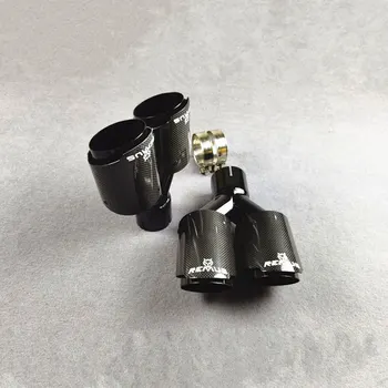 Пара автомобильных глушителей Remus Glossy Carbon Fiber Black из нержавеющей стали с двойными наконечниками, двойные трубы Y-образного типа с двойными наконечниками