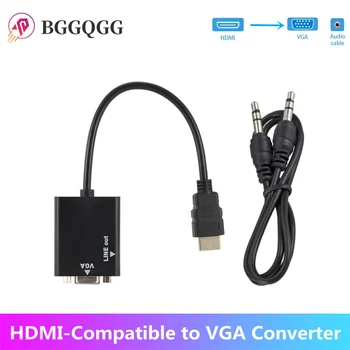 BGGQGG Кабель-адаптер HDMI-VGA от мужчины к женщине, конвертер HDMI-VGA, адаптер цифро-аналогового видео и аудио 1080P для планшета