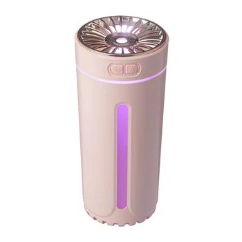 Беспроводной увлажнитель воздуха, красочные огни, немой USB-туманоочиститель, 800 мАч, Перезаряжаемый Холодный туманообразователь для автомобиля, розовый