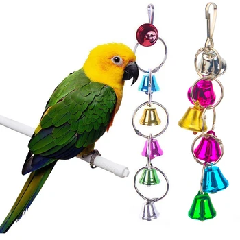 Разноцветная птица, игрушки-колокольчики для попугаев, висящие в птичьей клетке, гнезде, игрушки для жевания, кусачие игрушки для птиц, игрушки-колокольчики, принадлежности для мелких животных