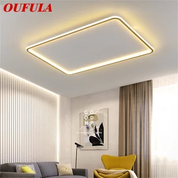Потолочные светильники OUFULA Золотые Ультратонкие светильники Современные простые лампы LED Home Для гостиной и столовой