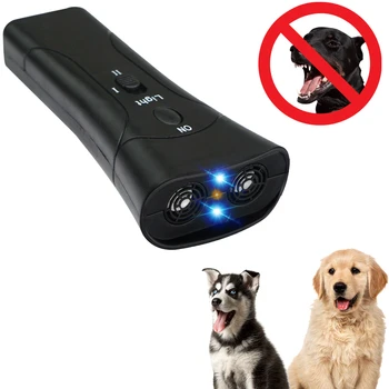 Ультразвуковой светодиодный лазерный отпугиватель домашних собак, двойная головка, двойной рог, устройство для тренировки лая, устройство для остановки лая, тренажер без батареи