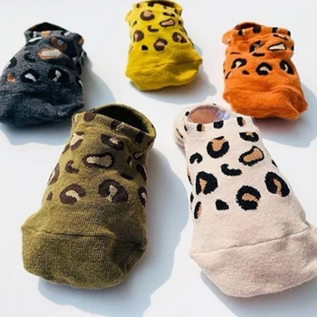 2023 Новые Модные Женские носки с принтом В Корейском женском стиле, 5 цветов, Сексуальные носки с леопардовым принтом, Женские забавные носки