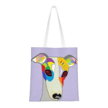 Сумка для покупок Whippet с милым принтом, многоразовая холщовая сумка для покупок Greyhound, Сумка для собак Сайтхаунд