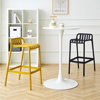 Северные минималистский пластиковые барные стулья для кухни мелкая бытовая барный стул со спинкой дизайнер наружной простой высокий стул