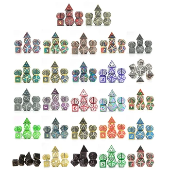 Набор Металлических Кубиков Dragon Scale, 7 ШТ Металлических Ролевых игр DND D & D Dice с Бесплатным Металлическим Футляром для Ролевых игр D & D Game