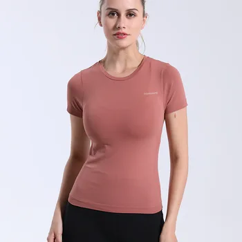 Женская спортивная одежда для фитнеса, тонкая, впитывающая пот, узкая одежда для йоги, быстросохнущая одежда, футболка с короткими рукавами