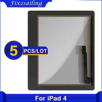 Оптовая продажа 5шт Для iPad 4 A1458 A1459 A1460 Сенсорный Экран С/Без Кнопки Для Замены Сенсорной панели Планшета iPad4