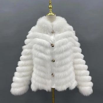 2022 Новые женские пальто из натурального лисьего меха, зимние утепленные, сохраняющие тепло, двусторонняя куртка с обрамлением