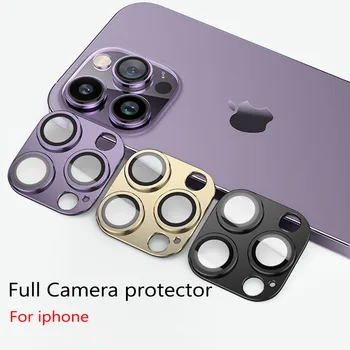 Металлическая защита камеры с полным покрытием для iPhone 14 Pro Max Роскошный объектив Закаленное стекло для защиты камеры iPhone 14 Pro Max