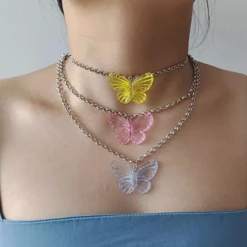 Милое Крутое ожерелье с бабочкой, Креативное Простое ожерелье, цепочка с индивидуальными тенденциями, Модные аксессуары для девушки, эстетика Y2k, Новое поступление