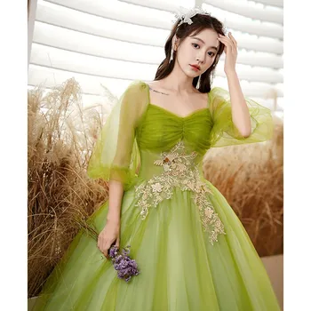 Пышные платья с коротким рукавом Зеленое Вечернее платье Милое Кружевное Бальное платье Классическое Платье для выпускного вечера На заказ Vestidos 2023 Новинка