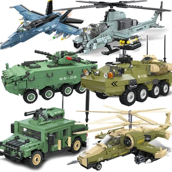 Военная бронированная машина Второй мировой войны, модель самолета, вертолета, строительные блоки, кирпичный полицейский грузовик SWAT, строительные игрушки для детей
