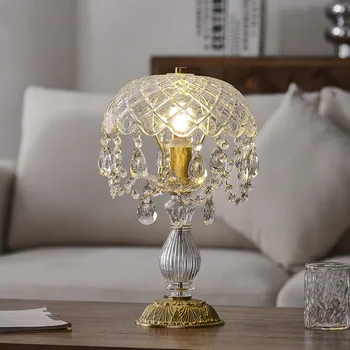 Легкая роскошная французская простая современная настольная лампа прикроватная тумбочка для спальни гостиная ретро хрустальная медная лампа
